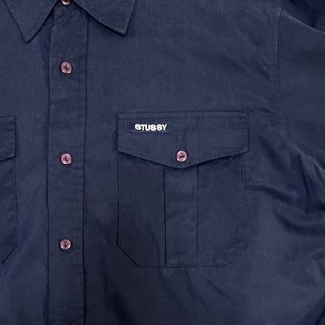 【USED】00'S STUSSY SURPLUS(?) BOX PLEATED FLAP POCKETS SHIRT