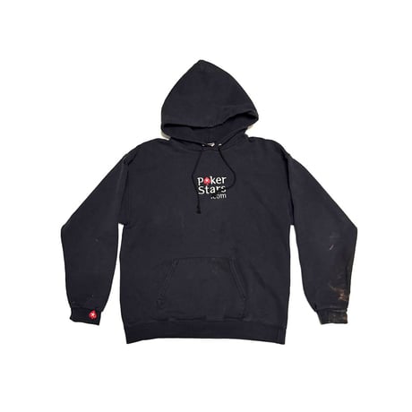 【USED】00's Poker Stars.com Sweat Hoodie Faded Black