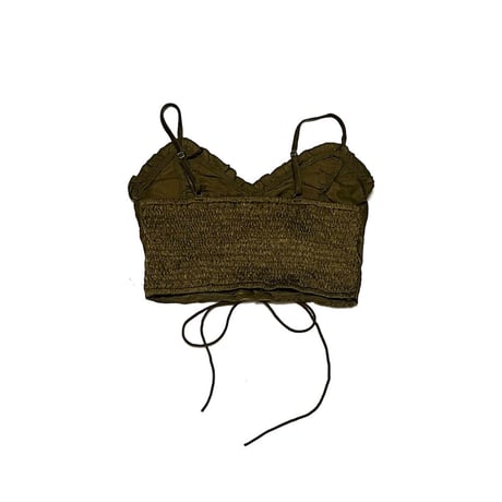 【USED】00's GATHERED LACE-UP BUSTIER KHAKI