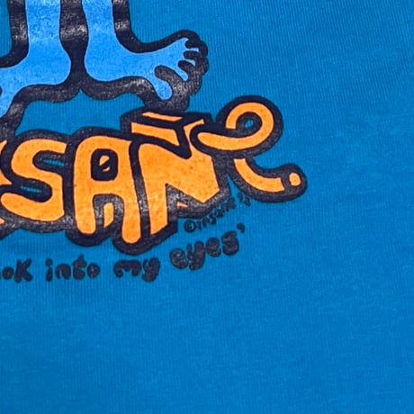 【USED】90's insane Look into my eyes T-SHIRT SKY BLUE②