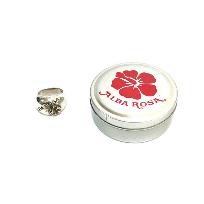 【USED】00'S ALBA ROSA HIBISCUS & LOGO RING SILVER925
