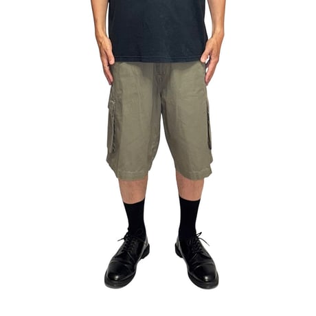 【USED】00's NAUTICA JEANS COMPANY Cotton Cargo Shorts Olive Gray