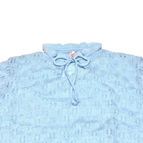 【DEAD STOCK】70's-80's ACRYLIC KNIT S/S TOP SKY BLUE