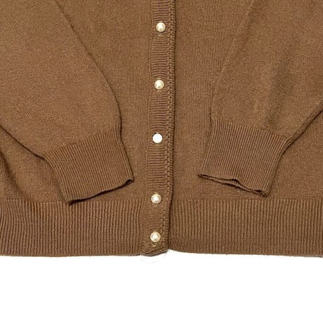 【USED】80'S PEARL LIKE BUTTON KNIT CARDIGAN BROWN