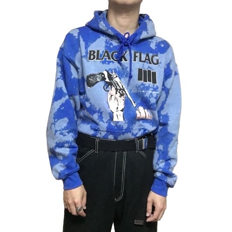 【USED】00'S BLACK FLAG BLEACHED HOODIE