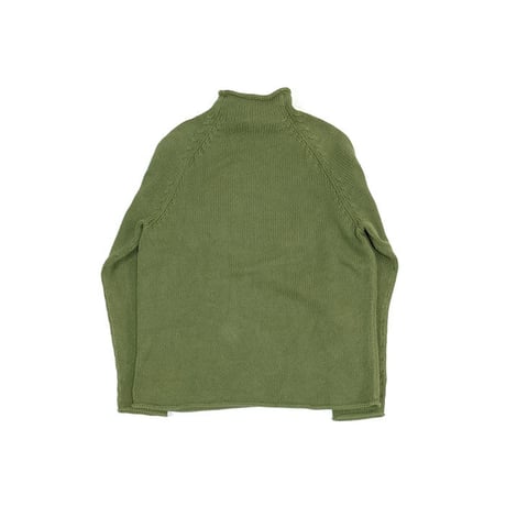 【USED】90'S-00'S J.CREW COTTON KNIT ROLL NECK SWEATER MOSS GREEN