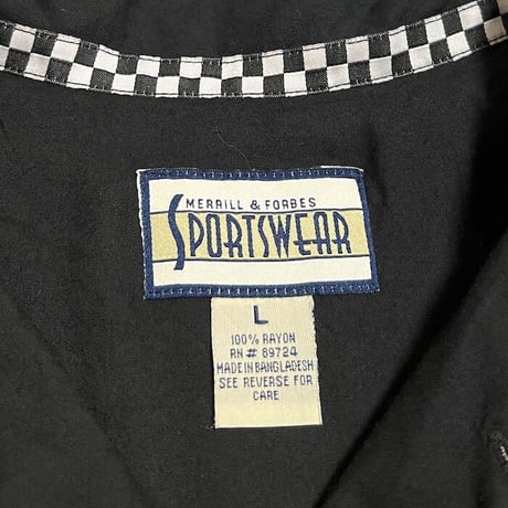 【USED】90'S CAR RACING DESIGN S/S OPEN COLLAR SHIRT