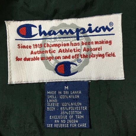 【USED】90'S CHAMPION NYLON PULLOVER JACKET GREEN