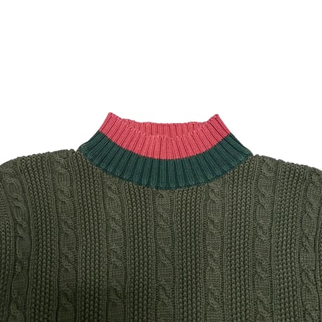 【USED】90's Eddie Bauer COTTON KNIT HI-NECK SWEATER MADE IN UNITED KINGDOM
