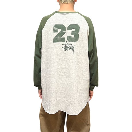 【USED】90'S OLD STUSSY CLOVER LOGO RAGLAN SLEEVE L/S T-SHIRT