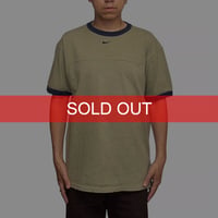 【USED】90's NIKE Center Swoosh Ringer T-Shirt Olive × Navy