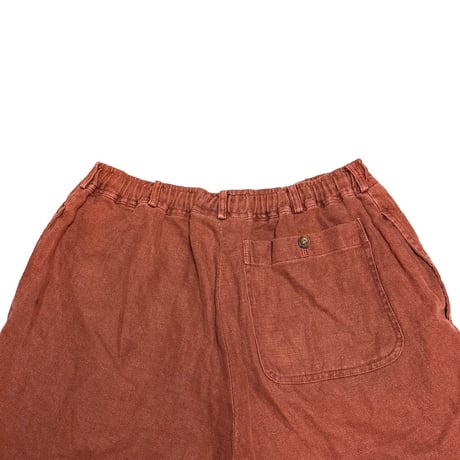 【USED】90's Paul Smith Garment-Dyed Linen Shorts Rust Tone