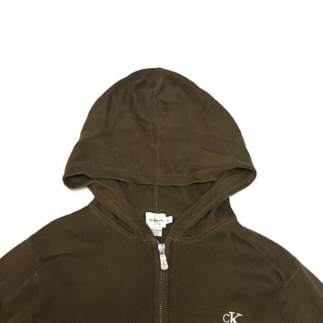【USED】90's CK Calvin Klein Jeans COTTON RIB KNIT ZIP-UP PARKA