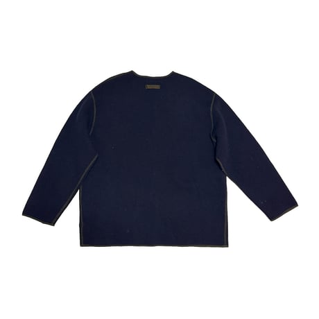 【USED】90's L.L.Bean Wool Cardigan Navy × Olive Trim Design