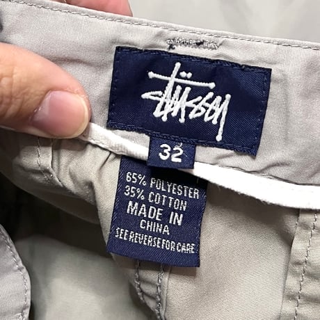 【USED】90's-00's STUSSY 8 ZIP-POCKET FLIGHT PANTS LIGHT GRAY