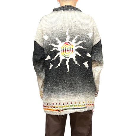 【USED】80'S-90'S  ECUADOR MADE HAND KNIT WOOL SWEATER