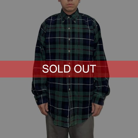 【USED】90's L.L.Bean CRDUROY PLAD B.D SHIRT