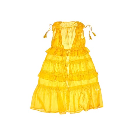 【USED】00'S LULUS FRONT OPENING ORGANDY DRESS YELLOW