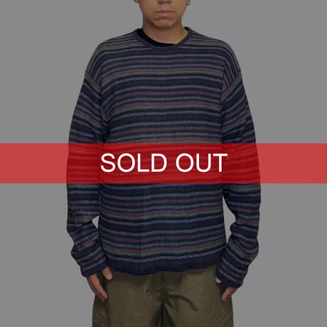 【USED】90's OLD NAVY RAMIE COTTON BORDER KNIT TOP