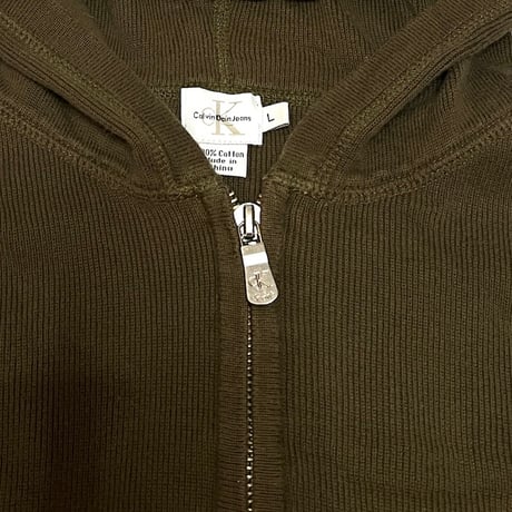 【USED】90's CK Calvin Klein Jeans COTTON RIB KNIT ZIP-UP PARKA