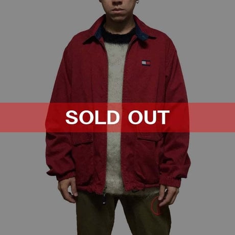【USED】90'S TOMMY HILFIGER FLAG LOGO COTTON JACKET RED