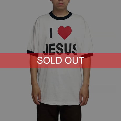 【USED】90's I LOVE JESUS RINGER T-SHIRT