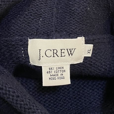 【USED】90'S-00'S J.CREW COTTON KNIT ROLL NECK SWEATER NAVY