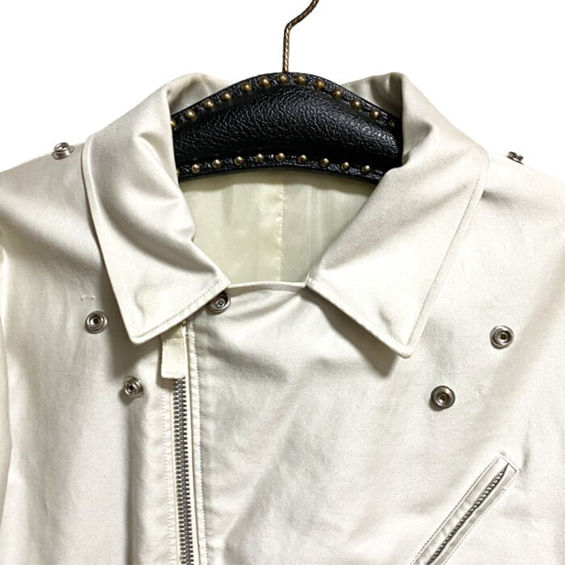 HELMET LANG ライダースジャケット 白×グレージュ　0 レザーシングルライダースジャケット（ライダースジャケット