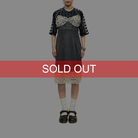 【USED】60's Perlon LINGERIE SLIP DRESS DARK GRAY