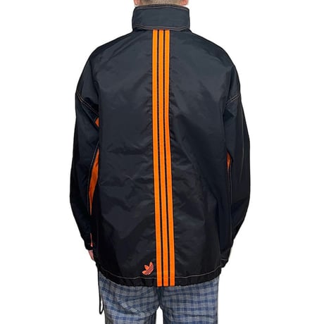 【USED】90's adidas NYLON PULLOVER JACKET BLACK × ORANGE