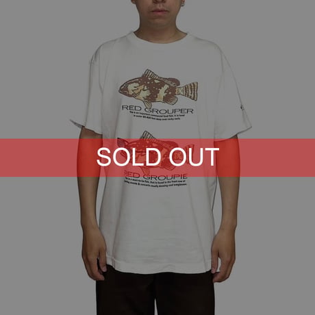 【USED】90's Columbia RED GROUPER RED GROUPIE T-SHIRT