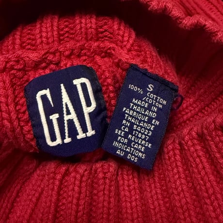 【USED】90's OLD GAP HI-NECK RIB KNIT SWEATER RED