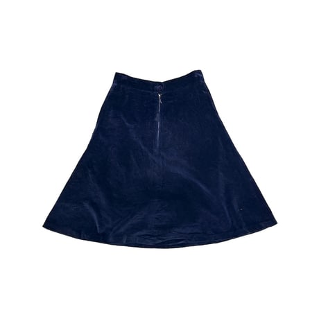 【USED】80's Navy Velour A-Line Skirt with RIES Zipper