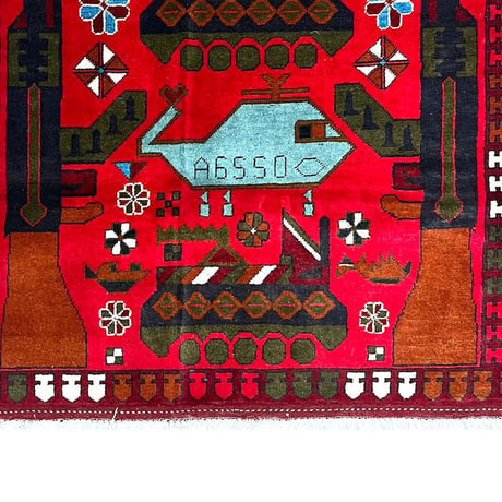 【USED】90'S-00'S HANDMADE AFGHAN WAR RUG ⑦