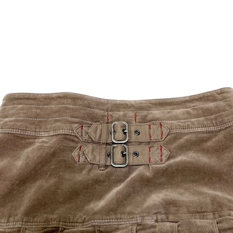 【USED】EARLY 00'S ARMANI JEANS VELOUR PLEATS MICRO MINI SKIRT
