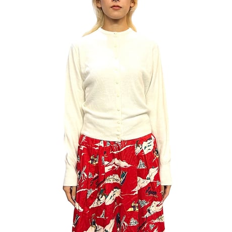【USED】80's BUTTON KNIT CARDIGAN OFF WHITE