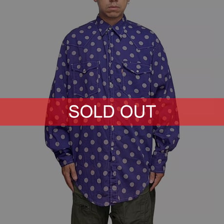 【USED】80's CIMARRON MALAGUENA POLKA DOT PATTERN WESTERN SHIRT