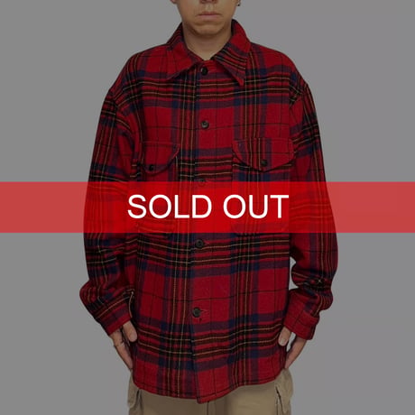 【USED】70's PENDLETON Red Tartan Wool CPO Shirt