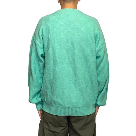 【USED】80's ellesse KNIT SWEATER EMERALD GREEN MADE IN ITALY