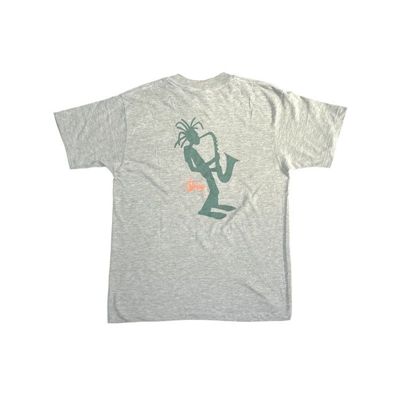 USED】90'S STUSSY SAX SHADOW MAN T-SHIRT | KONBINI USED】90'S STUSSY SAX SHADOW MAN T-SHIRT | KONBINI