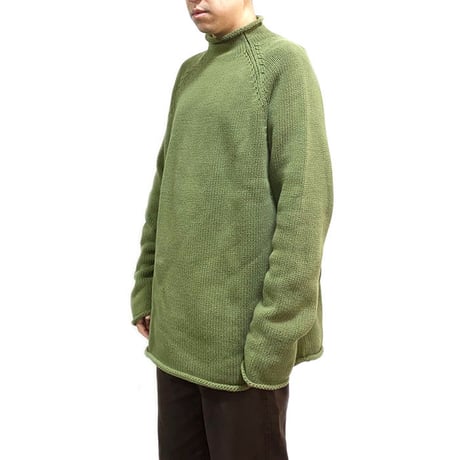 【USED】90'S-00'S J.CREW COTTON KNIT ROLL NECK SWEATER MOSS GREEN