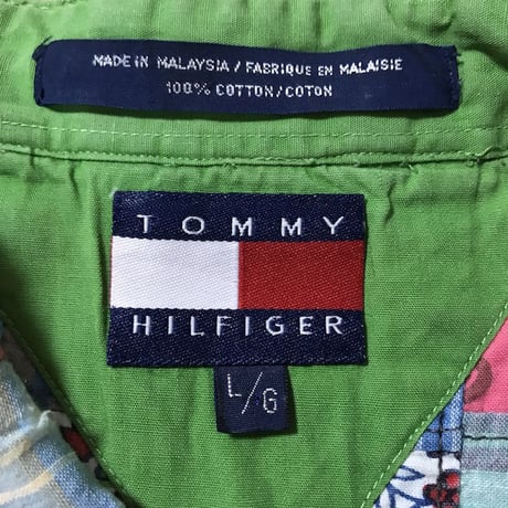 【USED】90'S TOMMY HILFIGER PATCHWORK S/S SHIRT