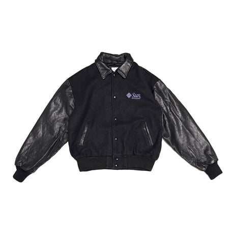 【USED】90's Sun Microsystems "JAVA" Leather Sleeve Varsity Jacket