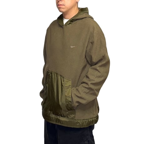【USED】00's EURO NIKE Technical Fleece Hoodie Olive Khaki