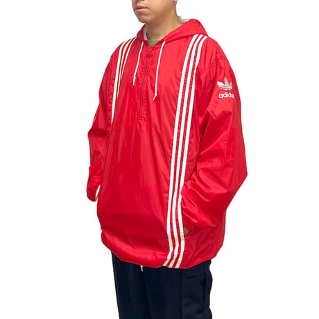 【USED】90'S ADIDAS OVERSIZED HALF-ZIP NYLON PULLOVER JACKET