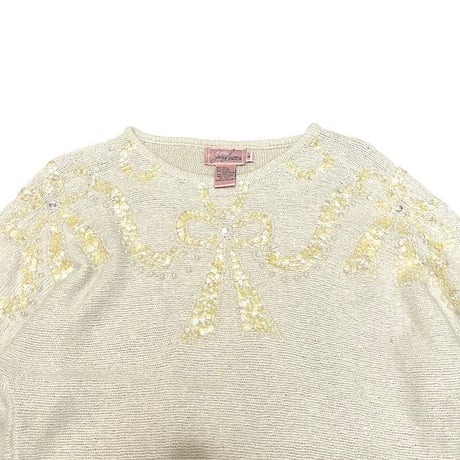 【USED】90'S Jaclyn Smith SEQUIN RIBBON KNIT SWEATER
