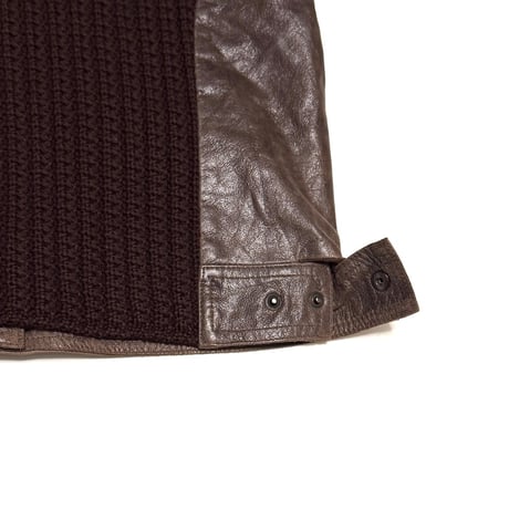 【USED】00's Leather & Rib-Knit Hybrid Zip Jacket Made in Italy