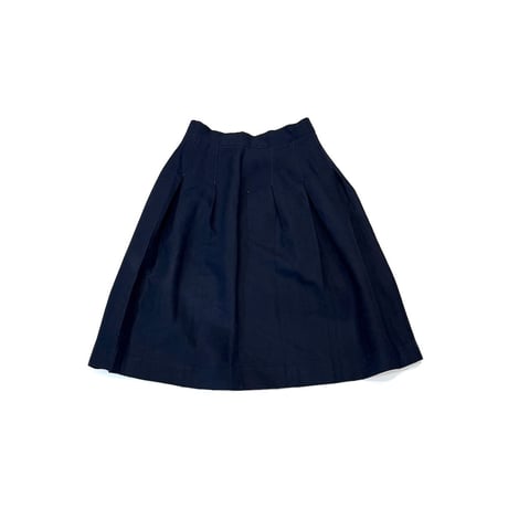 【USED】70's NAVY BOX PLEAT MIDI SKIRT - TALON ZIP