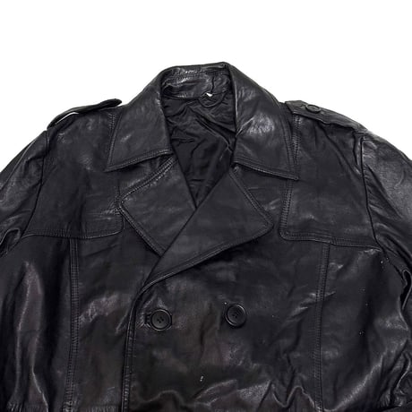 【USED】80's C&A GOAT LEATHER TRENCH COAT BLACK