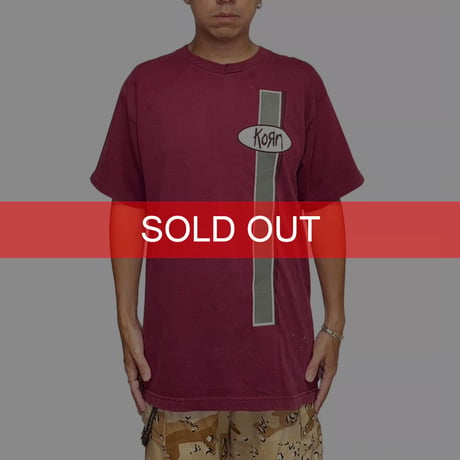 【USED】90's KORN Double-Sided Logo T-shirt Burgundy